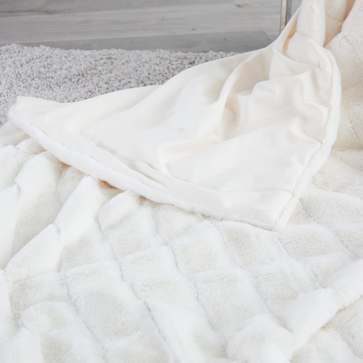 Home Collections Stripe Rib Faux Fur Throw, product image 5