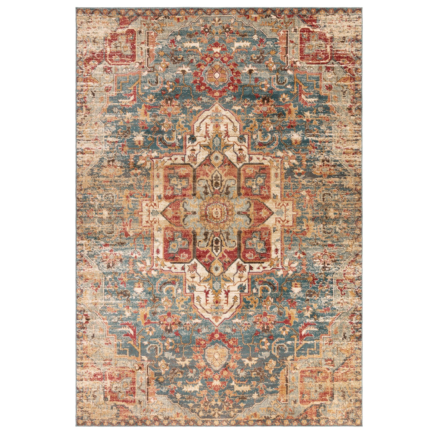 The Rug Edit Raja Medallion Runner RA09 -Teal/Multi, product image 2