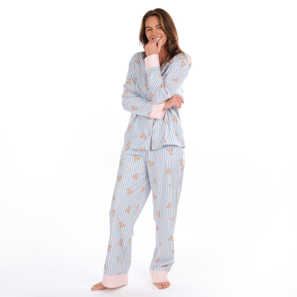 Originals Ladies Blue Stripe Bear Pyjamas