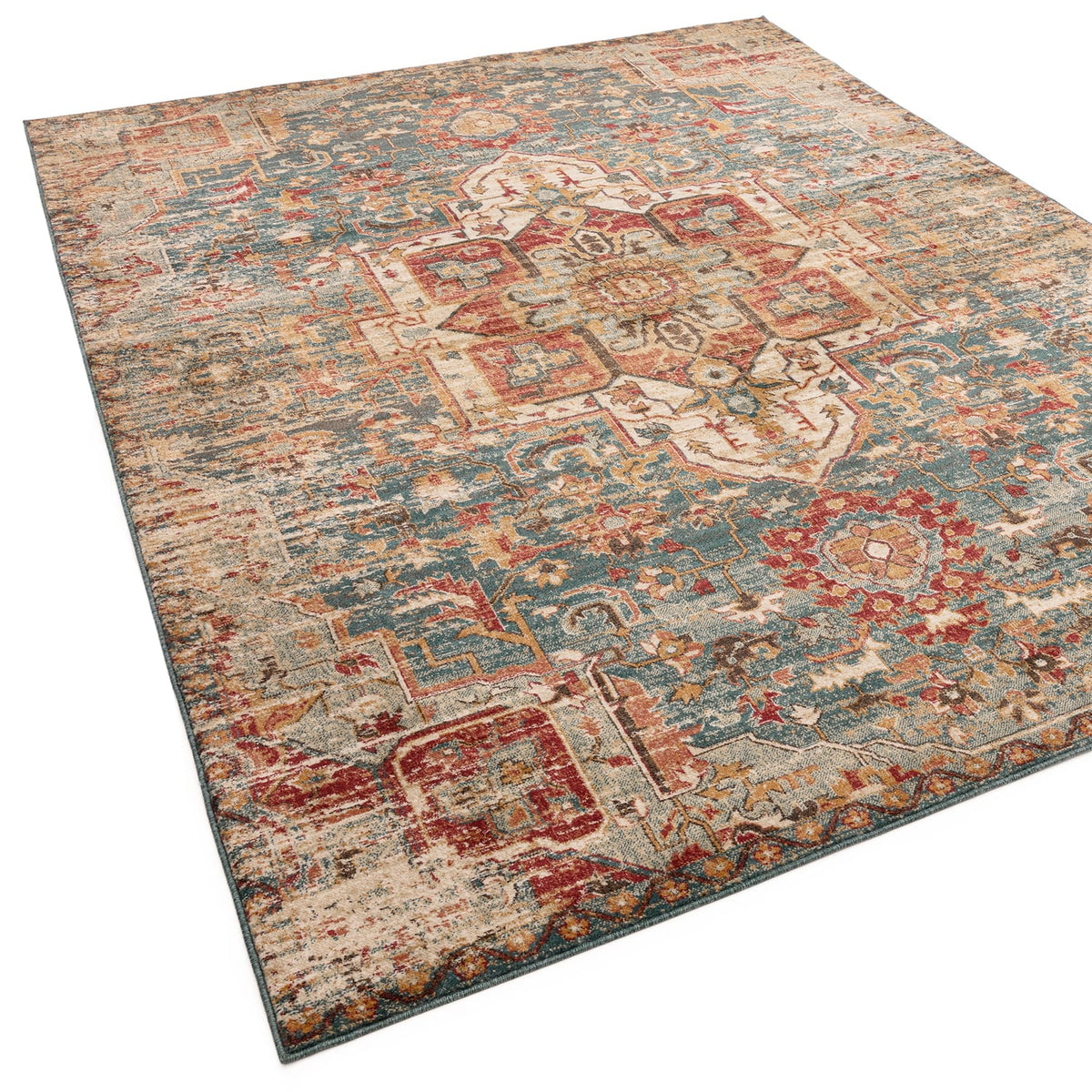 The Rug Edit Raja Medallion Runner RA09 -Teal/Multi, product image 5