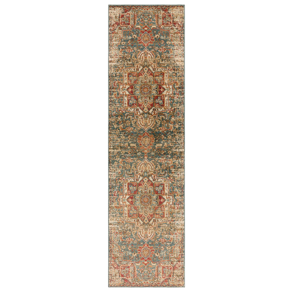 The Rug Edit Raja Medallion Runner RA09 -Teal/Multi, product image 9