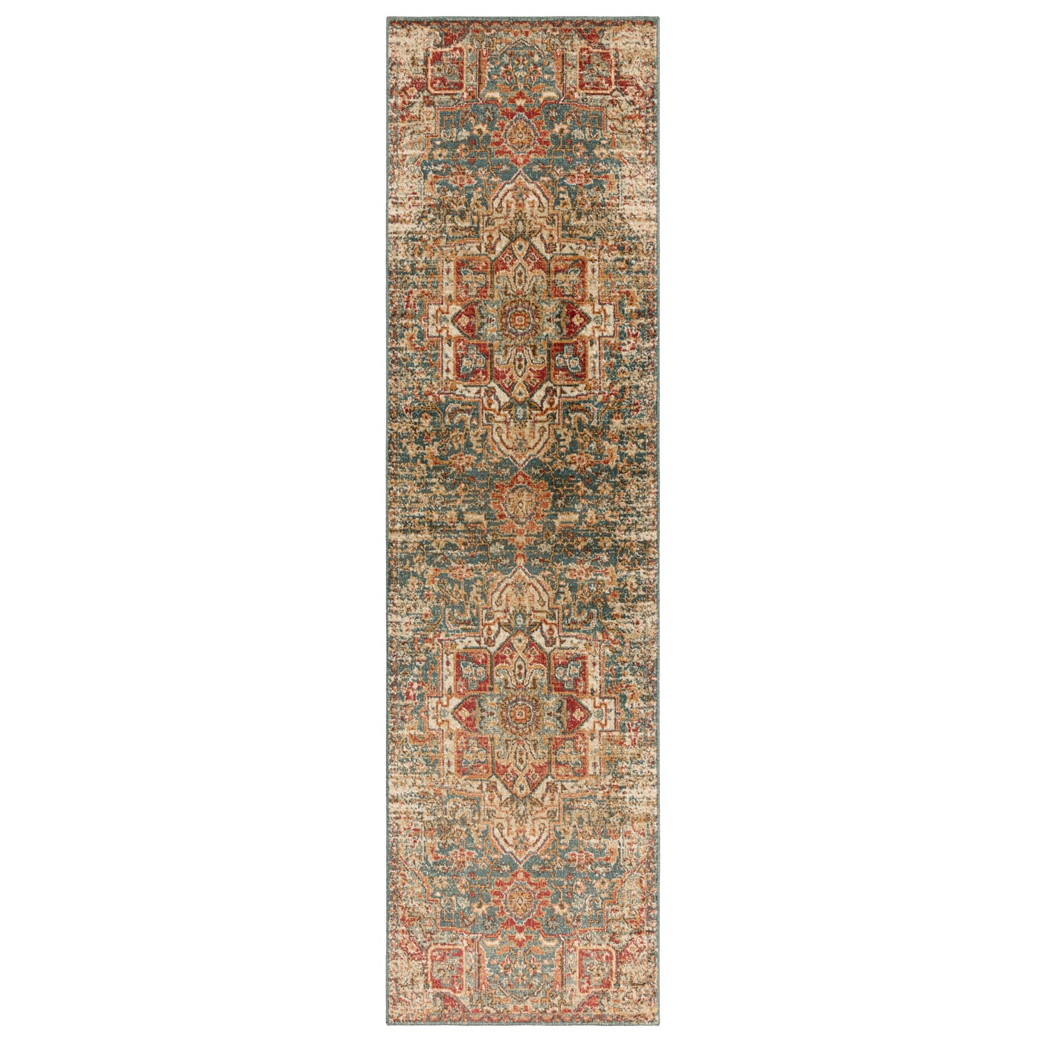 The Rug Edit Raja Medallion Runner RA09 -Teal/Multi, product image 9
