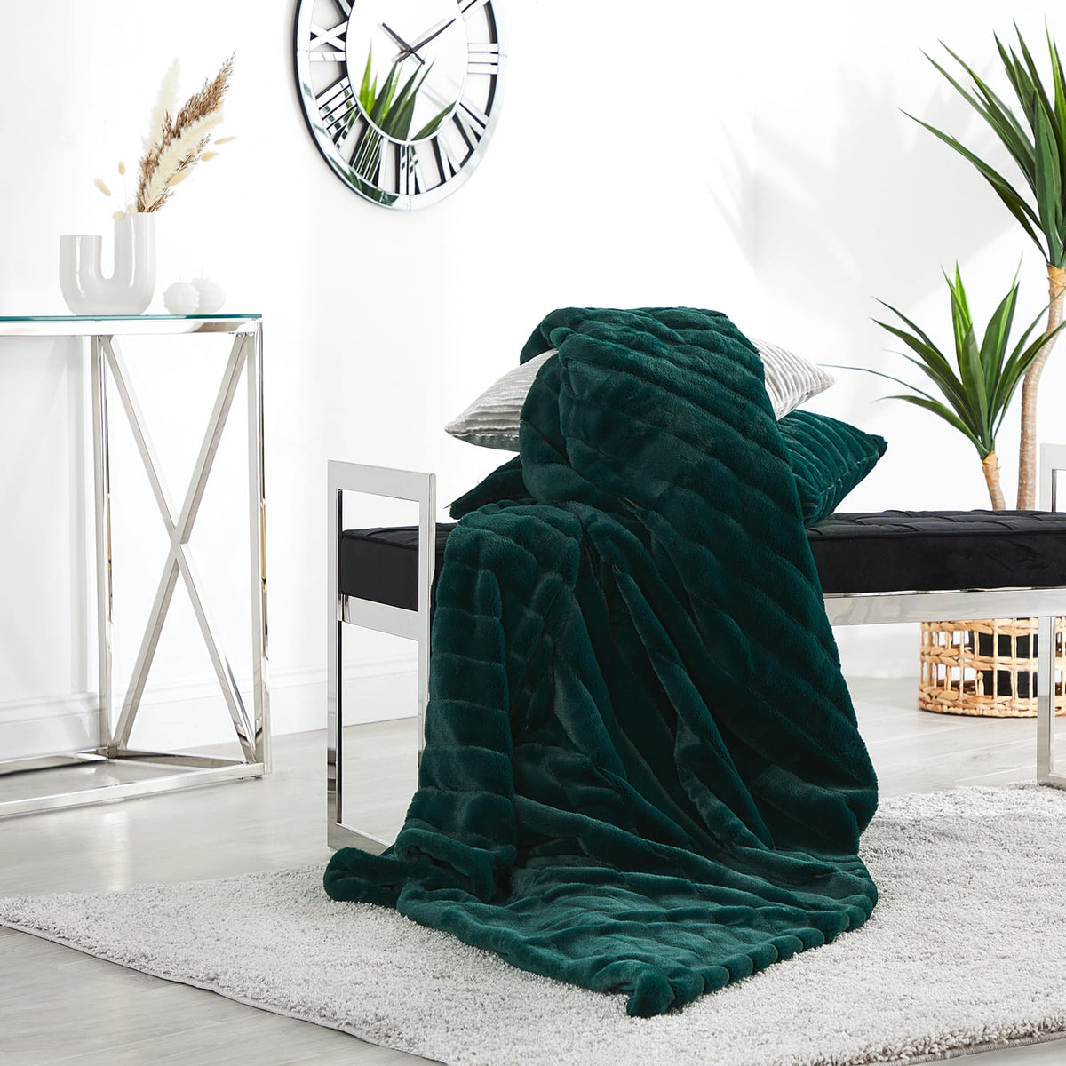 Home Collections Stripe Rib Faux Fur Throw, product image 3