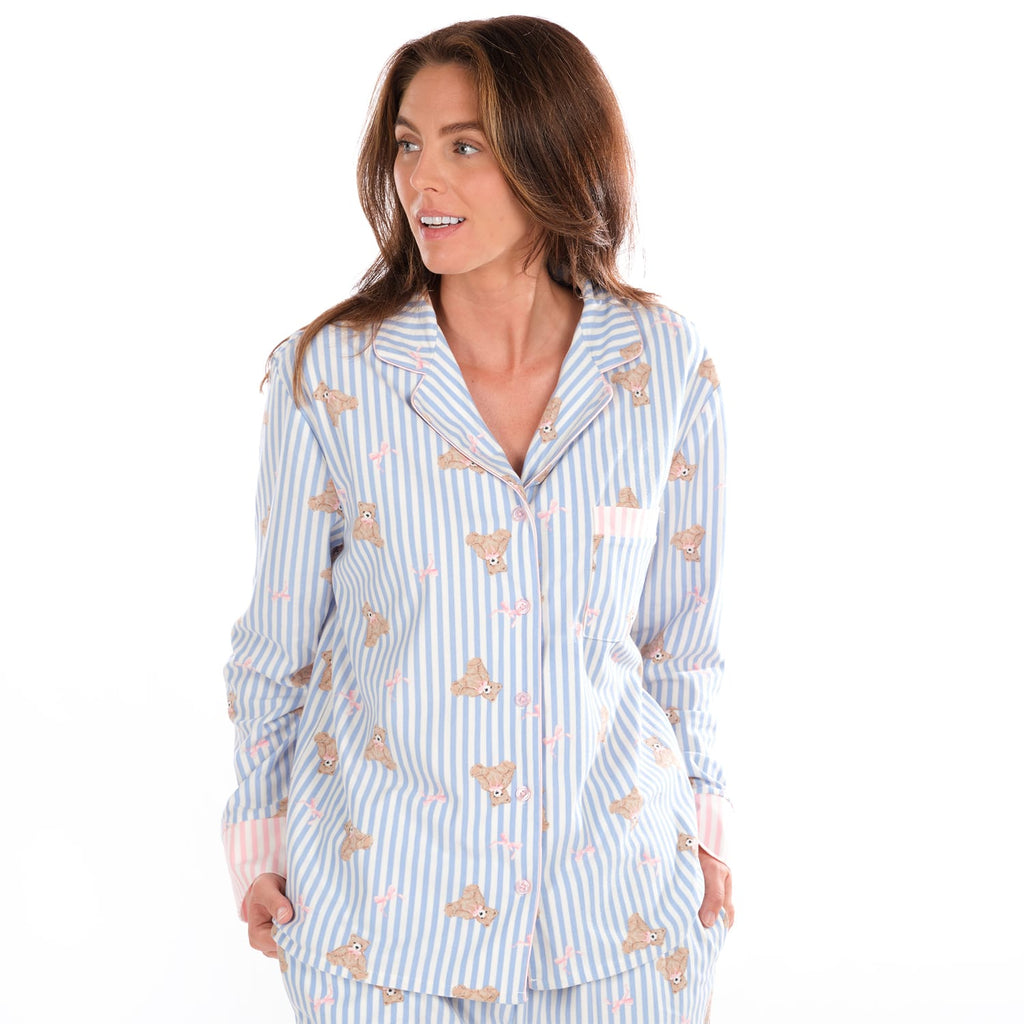 Originals Ladies Blue Stripe Bear Pyjamas, product image 3