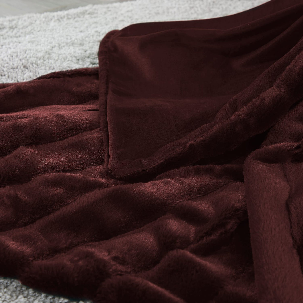 Home Collections Stripe Rib Faux Fur Throw, product image 8